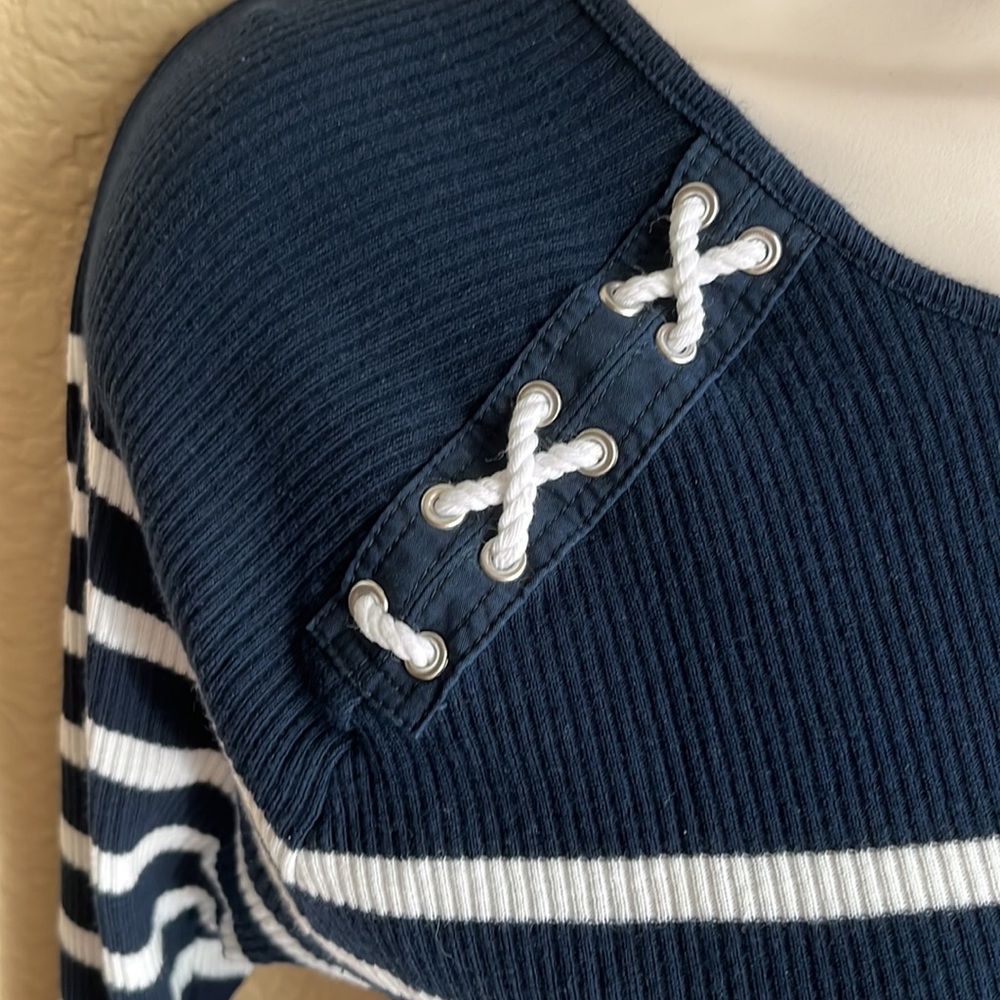 Lauren navy nautical striped top - Picture 2 of 4